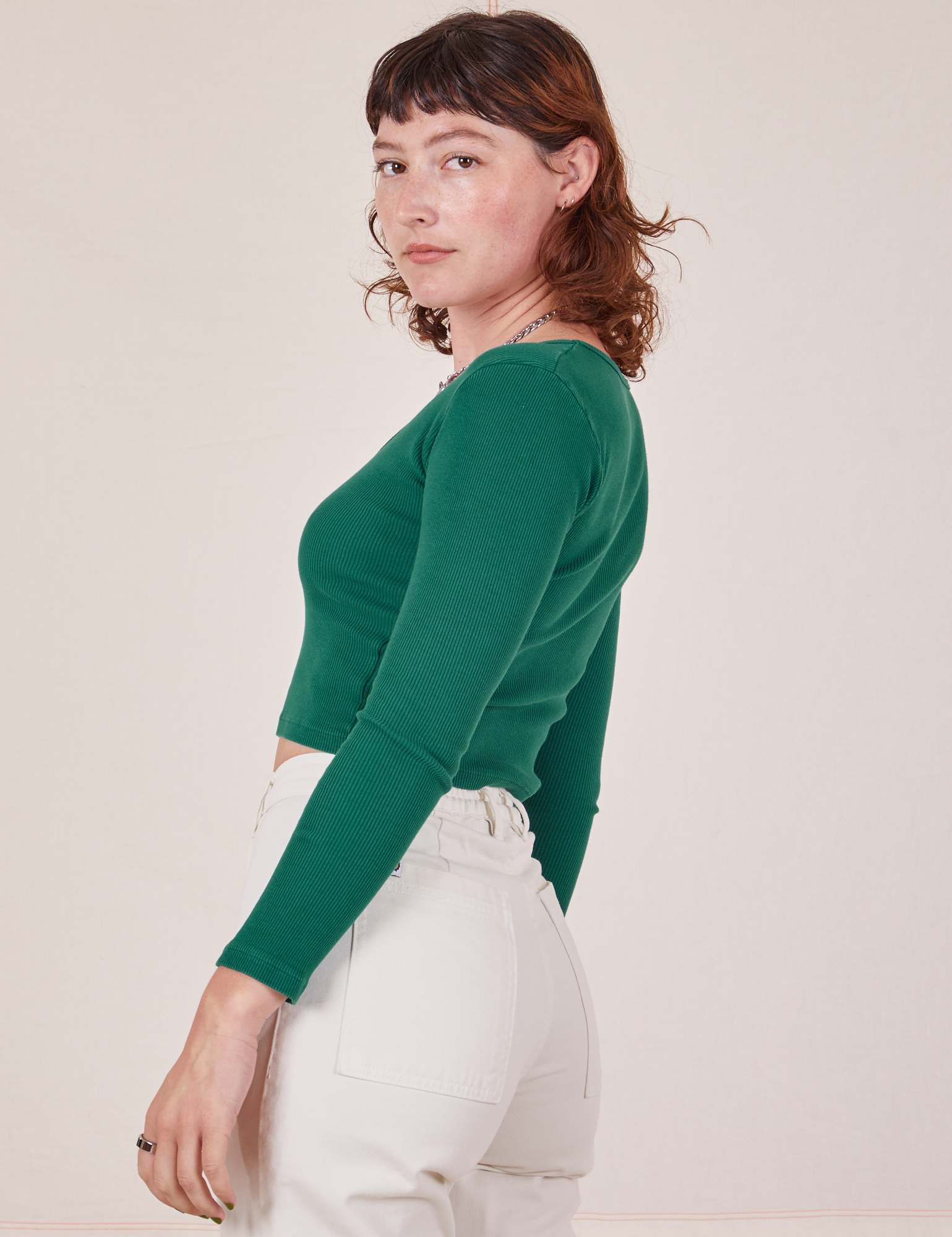 IDEOLOGY Long Sleeve Activewear Top Hunter Green in Regular and Plus Sizes