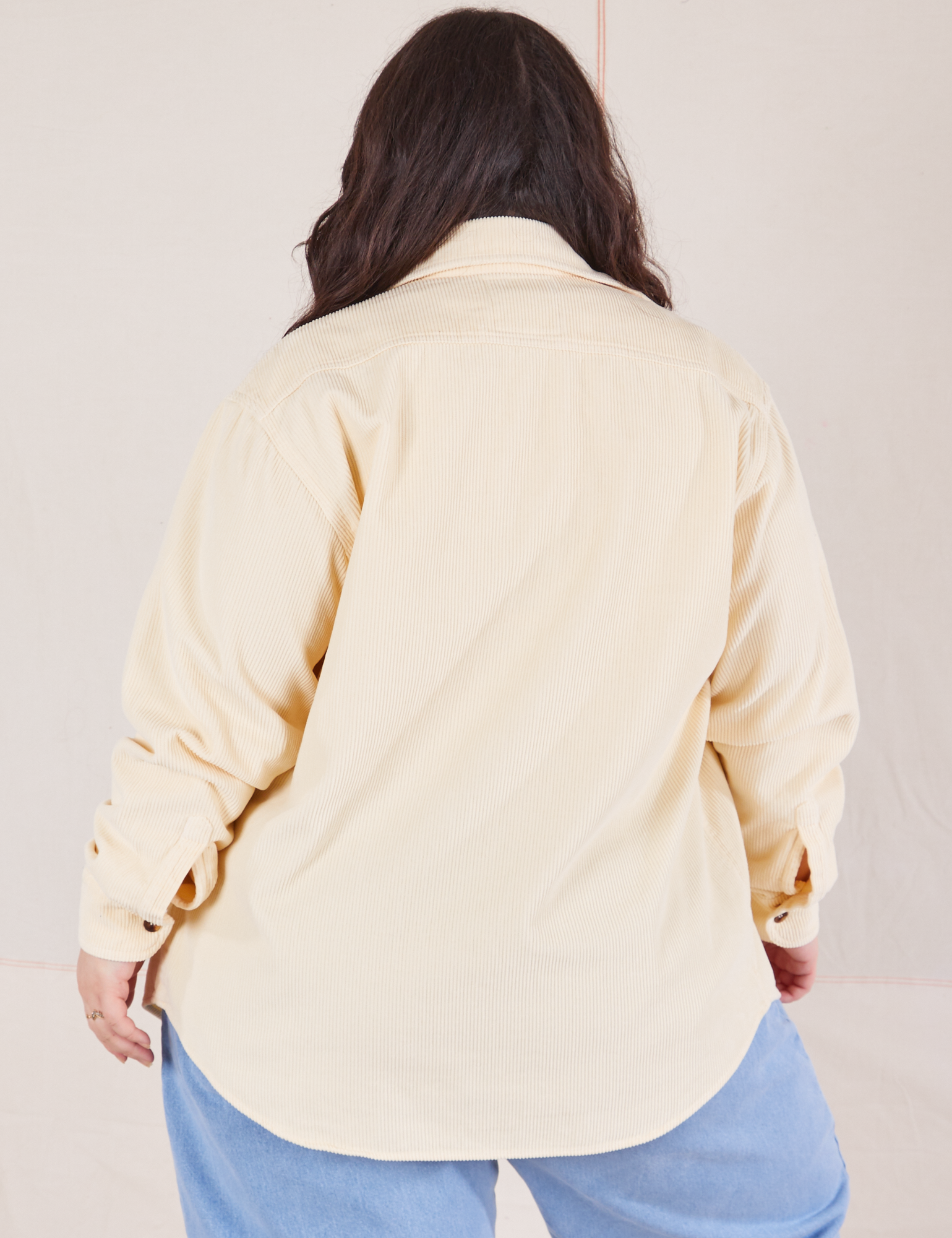 Corduroy Overshirt in Vintage Off-White back view on Ashley