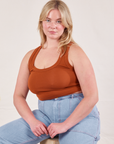 Lish is wearing Cropped Tank Top in Burnt Terracotta