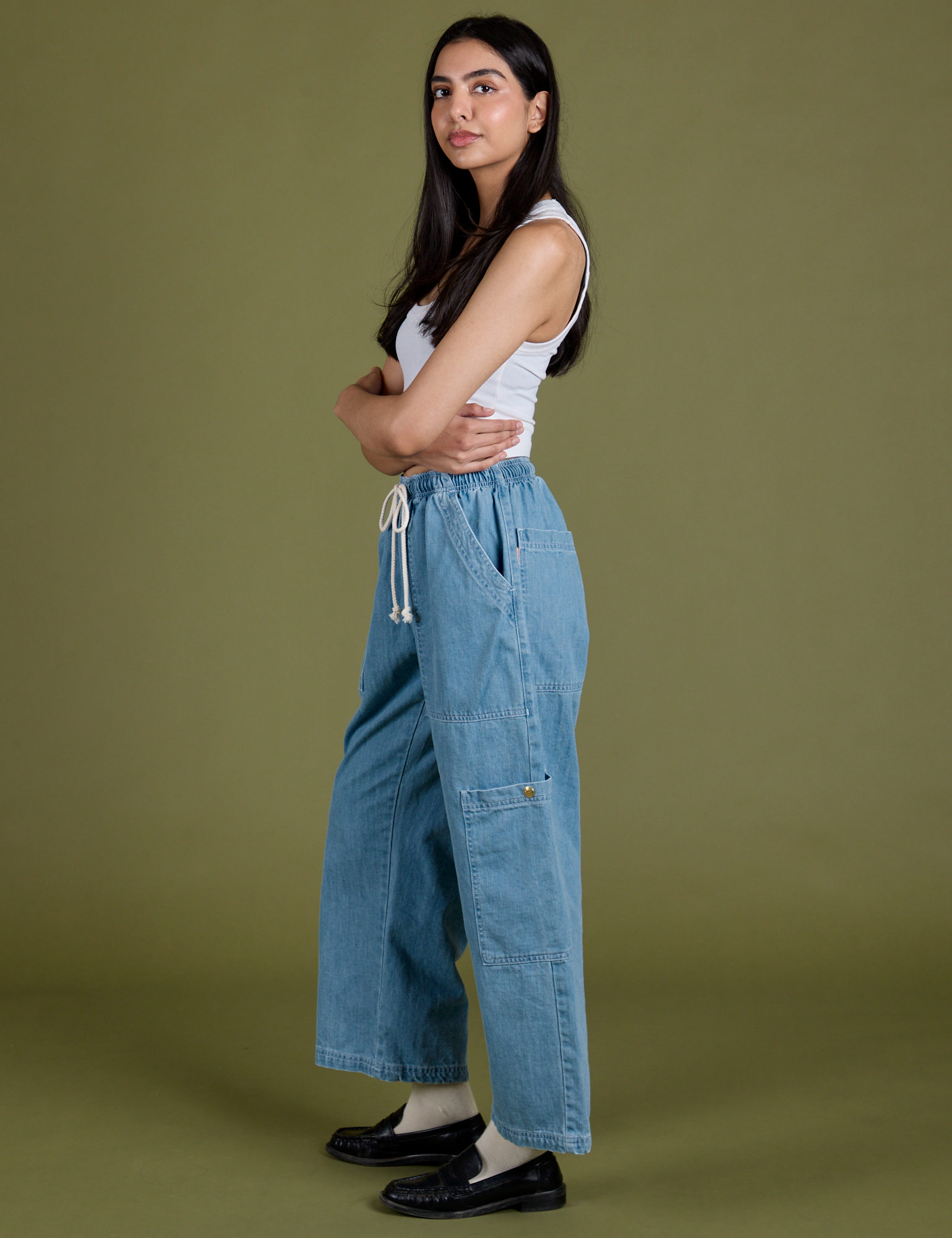 TRY-A-STYLE - Denim Drop Pocket Pants - Light Wash *FINAL SALE*