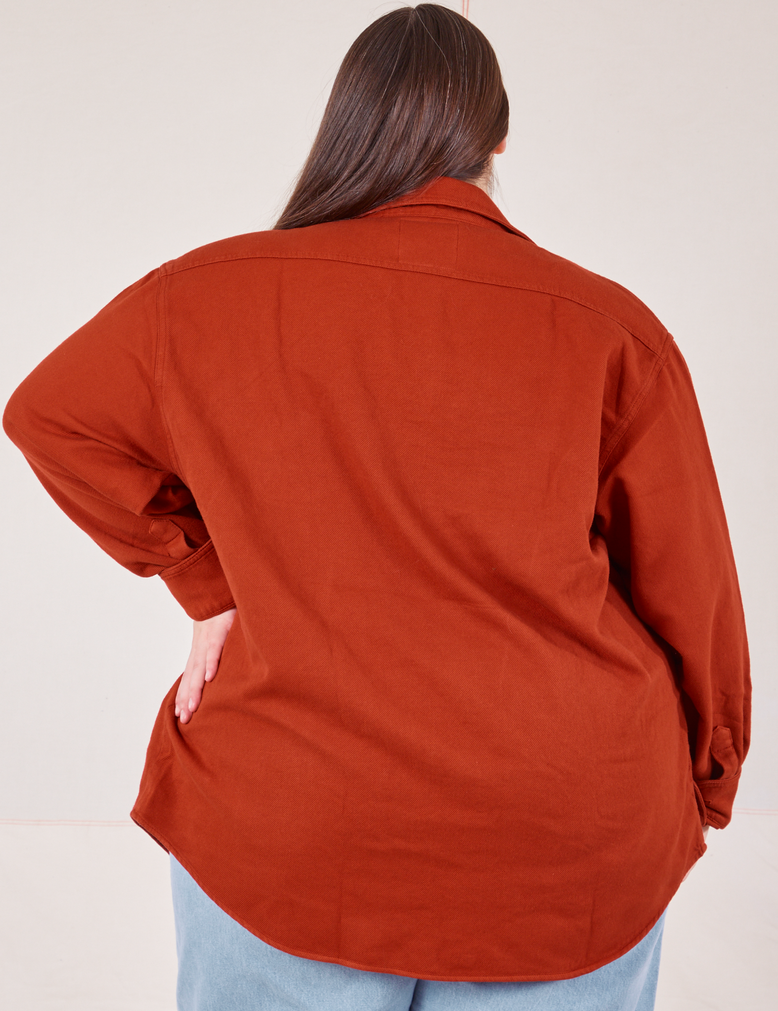 Back view of Flannel Overshirt in Paprika on Marielena