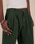 Heavyweight Trousers in Swamp Green  front close up on Jerrod