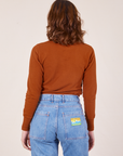 Back view of Honeycomb Thermal in Burnt Terracotta worn by Alex