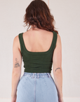 Square Neck Tank in Swamp Green back view on Alex