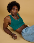 Contrast Stitch Mini Tank - Hunter Green