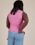 Muscle Tee in Bubblegum Pink back view on Demi