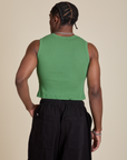 Muscle Tee in Seafoam Green back view on Isaac