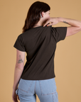 Organic Vintage Tee in Espresso Brown back view on Alex