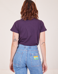 Back view of The Organic Vintage Tee in Nebula Purple worn by Alex