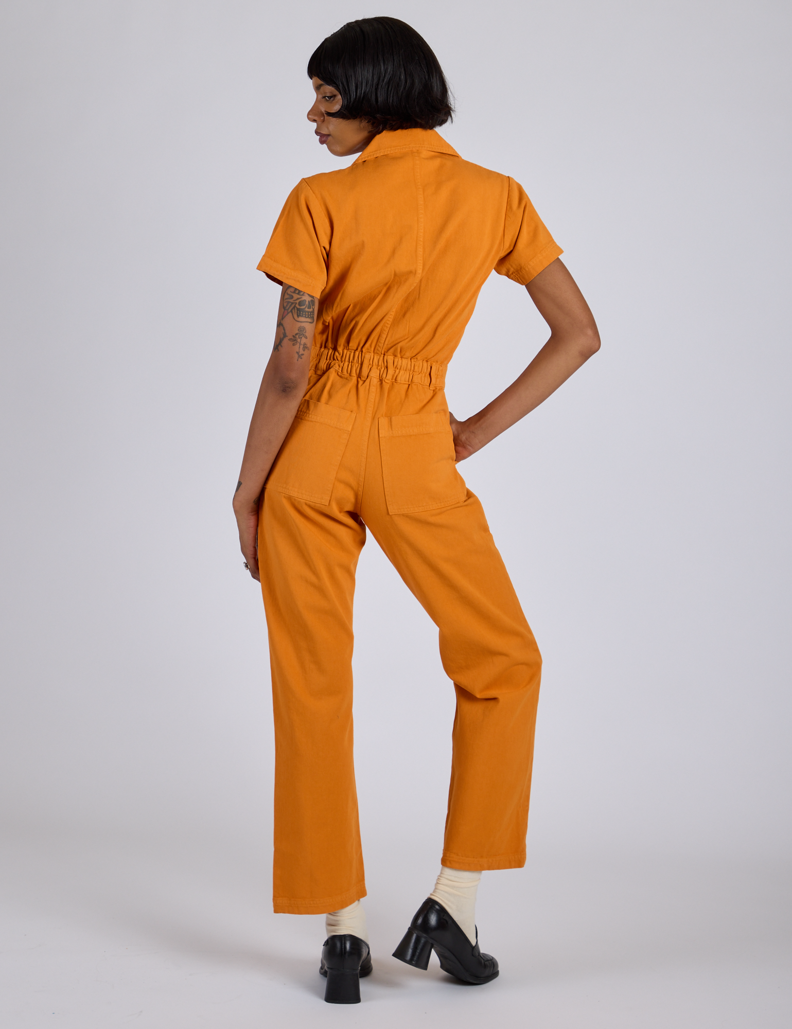 Short Sleeve Jumpsuit - Creamsicle Orange