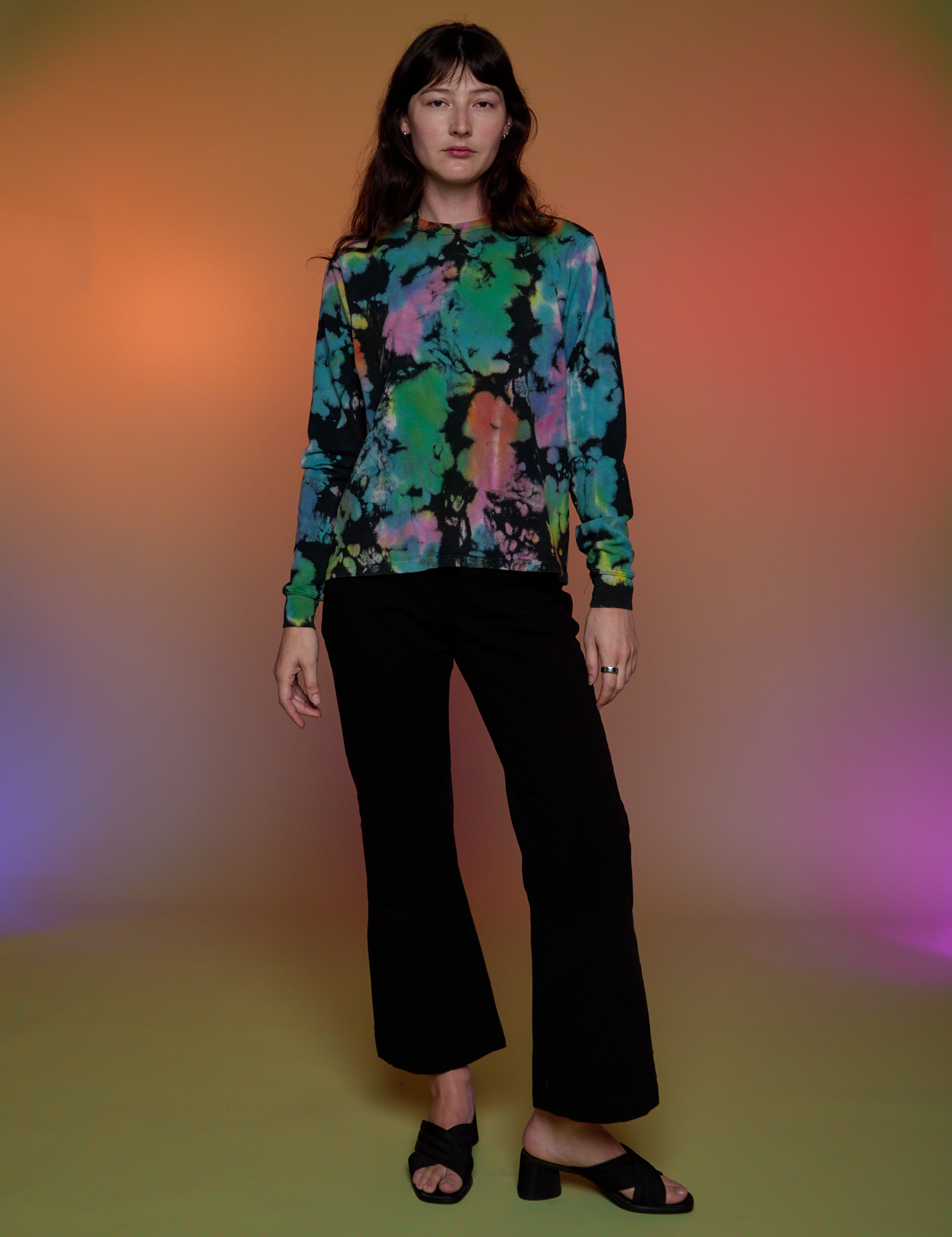 Magic Waters Long Sleeve Burly Tee in Rainbow on Alex