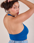 Halter Top in Royal Blue angled back view on Tiara