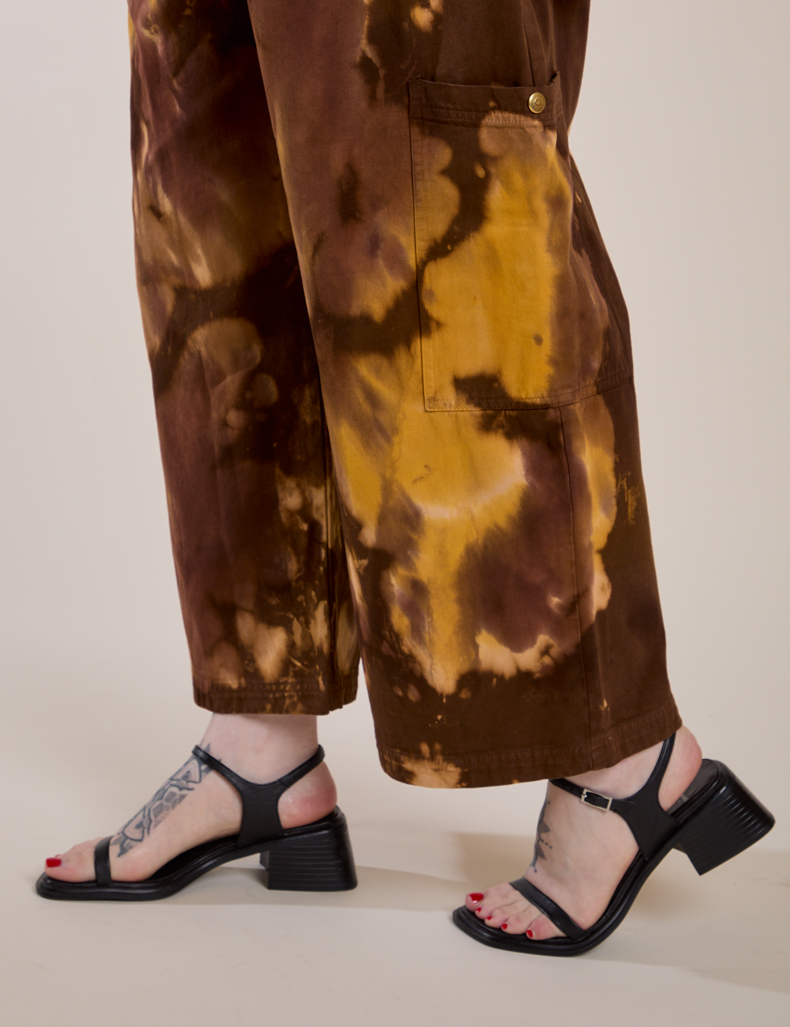 Magic Waters Drop Pocket Pants in Honey Brown pant leg close up on Sydney