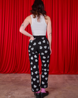 Paintstamped Heart Work Pants in Black back view on Alex