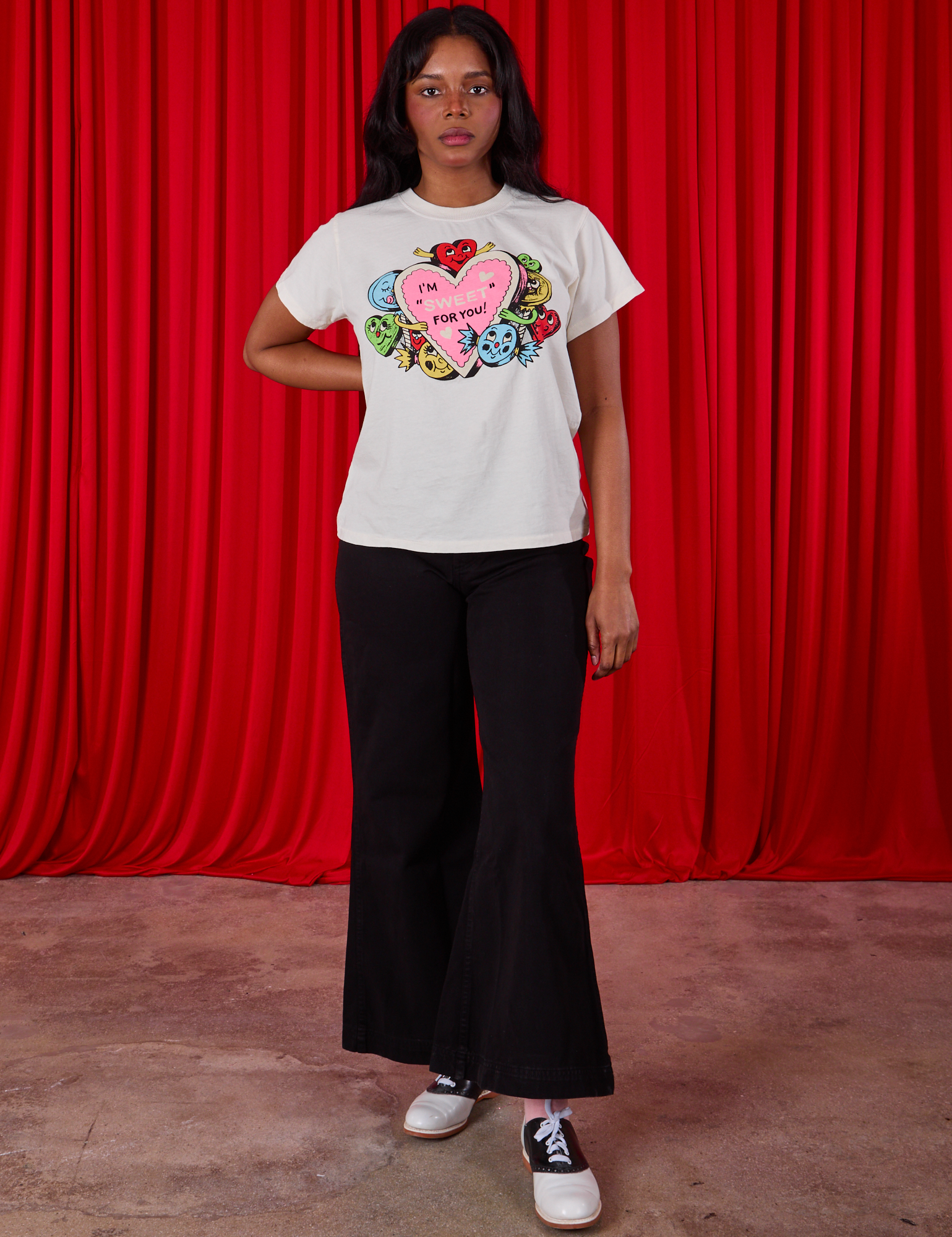 Kandia is wearing Sweet 4 U Organic Tee and black Bell Bottoms