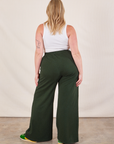 Wide Leg Sweat Pants in Swamp Green back view on Lish 