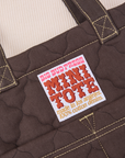 Quilted Mini Tote in Espresso Brown on fabric detail close up