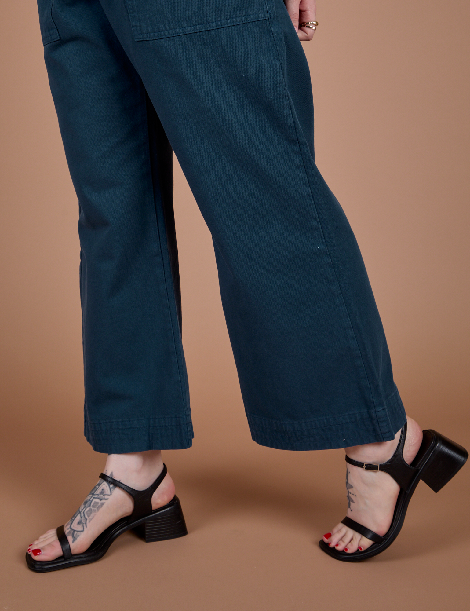 Action Pants in Lagoon pant leg close up on Sydney