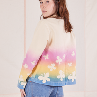 Angled back view of Work Jacket in Butterfly Airbrush on Hana