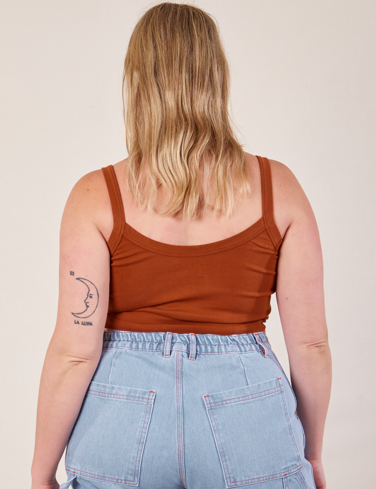 Cropped Cami in Burnt Terracotta back view on Lish