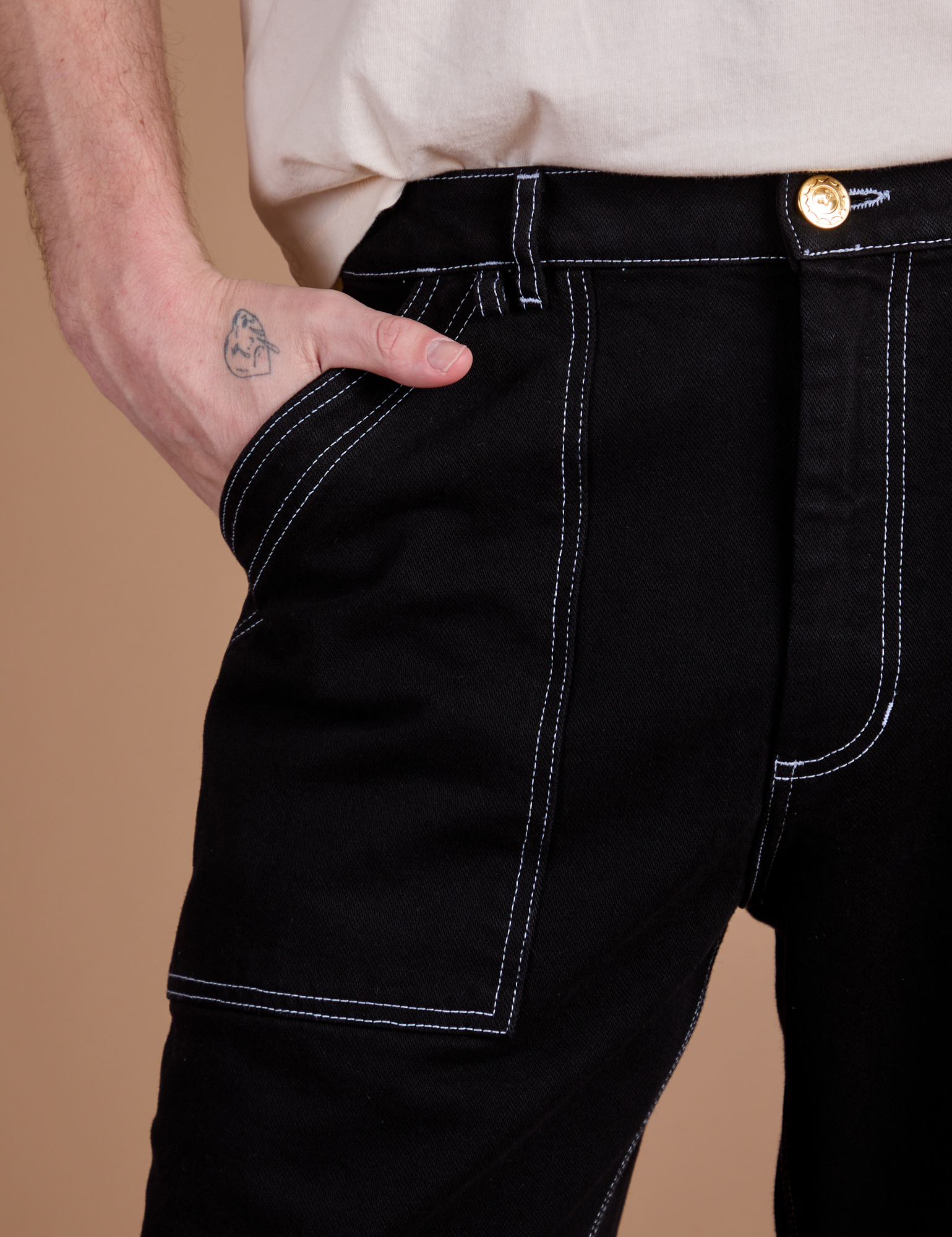   Jeans ブラック タンクトップ ZolinaGZ Jeans in washed mid blue cotton