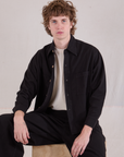 Cropped Overshirt in Basic Black worn by Quinn