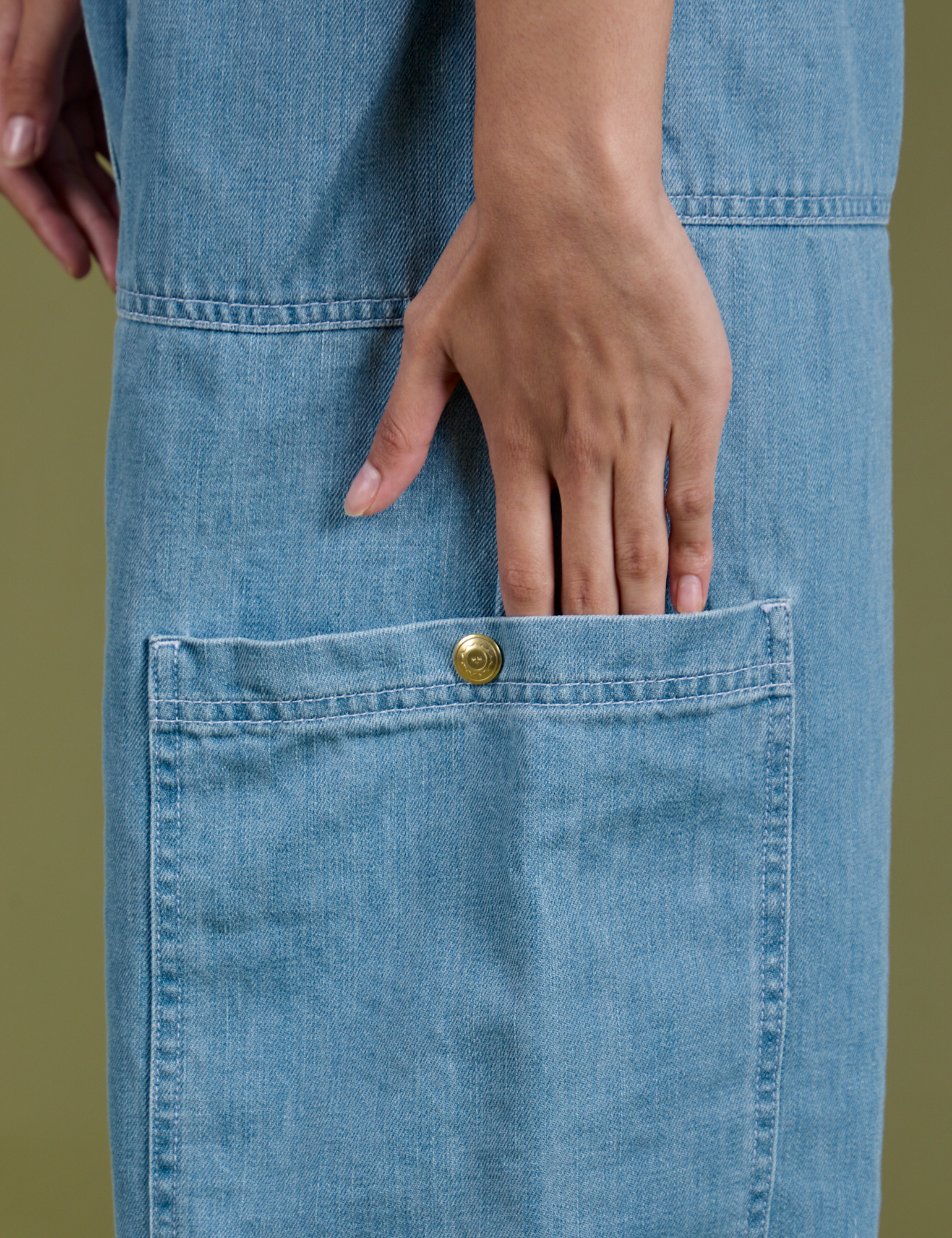 TRY-A-STYLE - Denim Drop Pocket Pants - Light Wash *FINAL SALE*