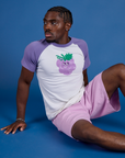 Produce Raglan Tee in Grape worn by Isaac