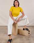 JV Tee in Golden Yellow and vintage tee off-white Western Pants on Tiara