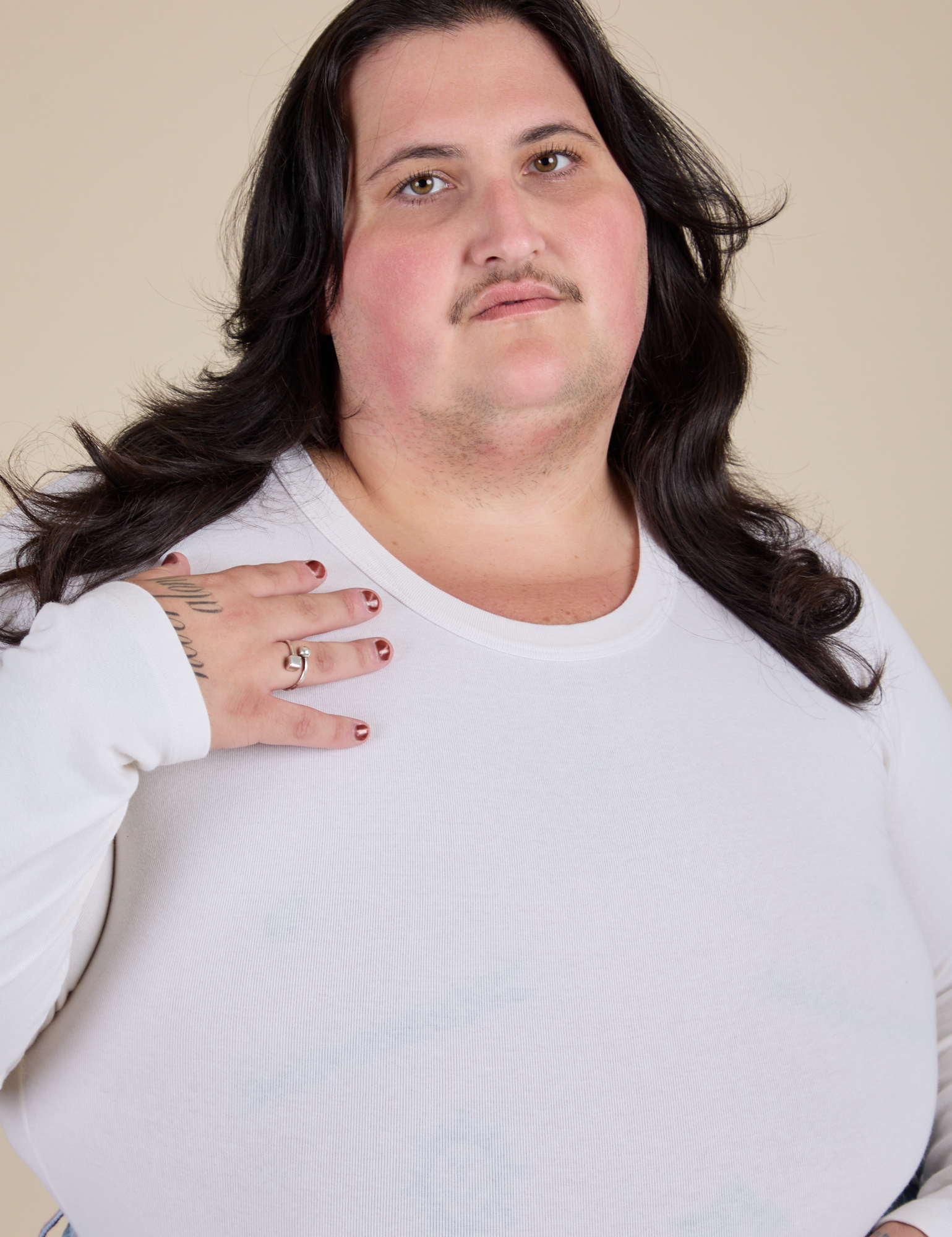 Long Sleeve Baby Tee - Vintage Tee Off-White