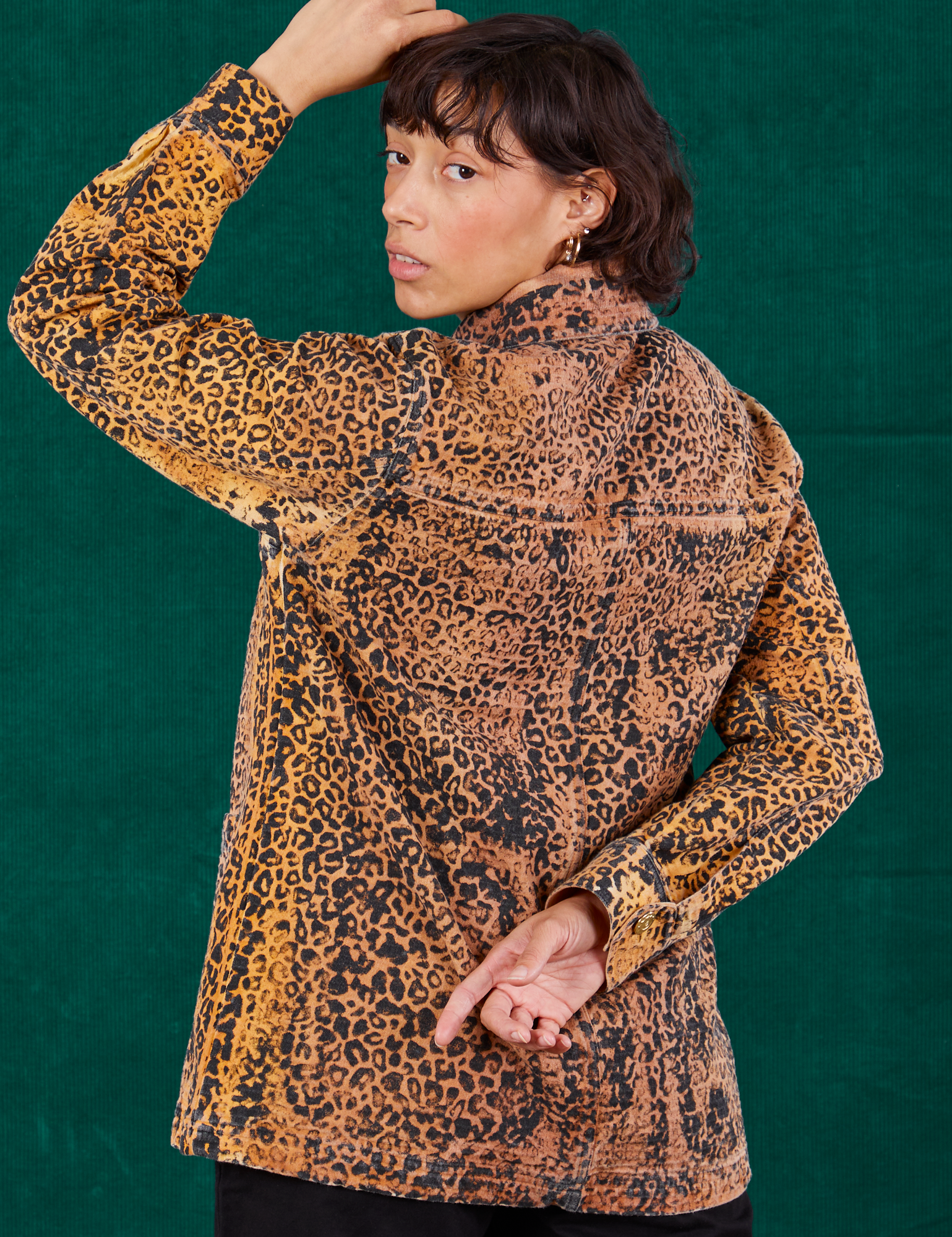 Field Coat in Leopard Print back view on Tiara