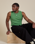 Muscle Tee in Seafoam Green worn by Isaac