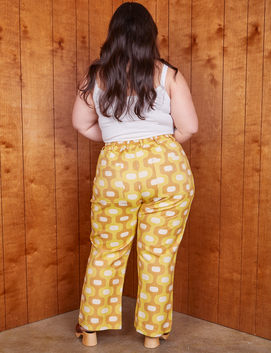 Back view of Western Pants in Yellow Jacquard worn by Ashley