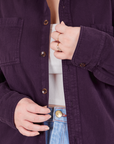 Oversize Overshirt in Nebula Purple front close up on Ashley