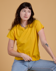 Organic Vintage Tee in Sunshine Yellow worn by Alex