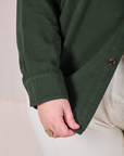 Twill Overshirt in Swamp Green bottom hem close up