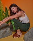Paintstamped Work Pants in Cactus on Alex