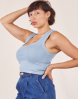 Angled front view of Cropped Tank Top in Periwinkle on Tiara