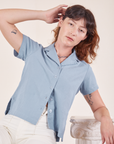 Alex is wearing Pantry Button-Up in Periwinkle