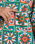 Cropped Overshirt in Quilt Print front pocket close up