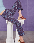 Marble Splatter Work Pants in Nebula Purple pant leg close up on Scarlett