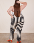 Back view of Black Striped Work Pants in White on Marielena