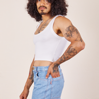 Side view of Cropped Tank Top in Vintage Off-White worn by Jesse