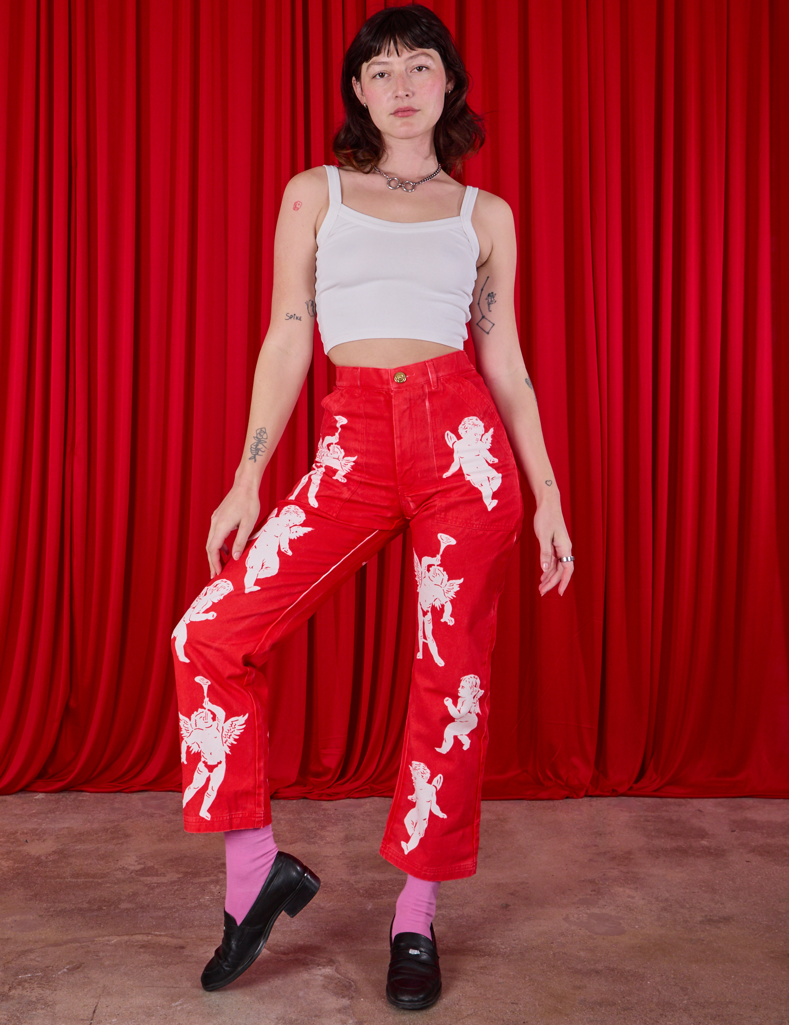 Airbrush Cupid Work Pants and Cami in Vintage Tee Off-White on Alex