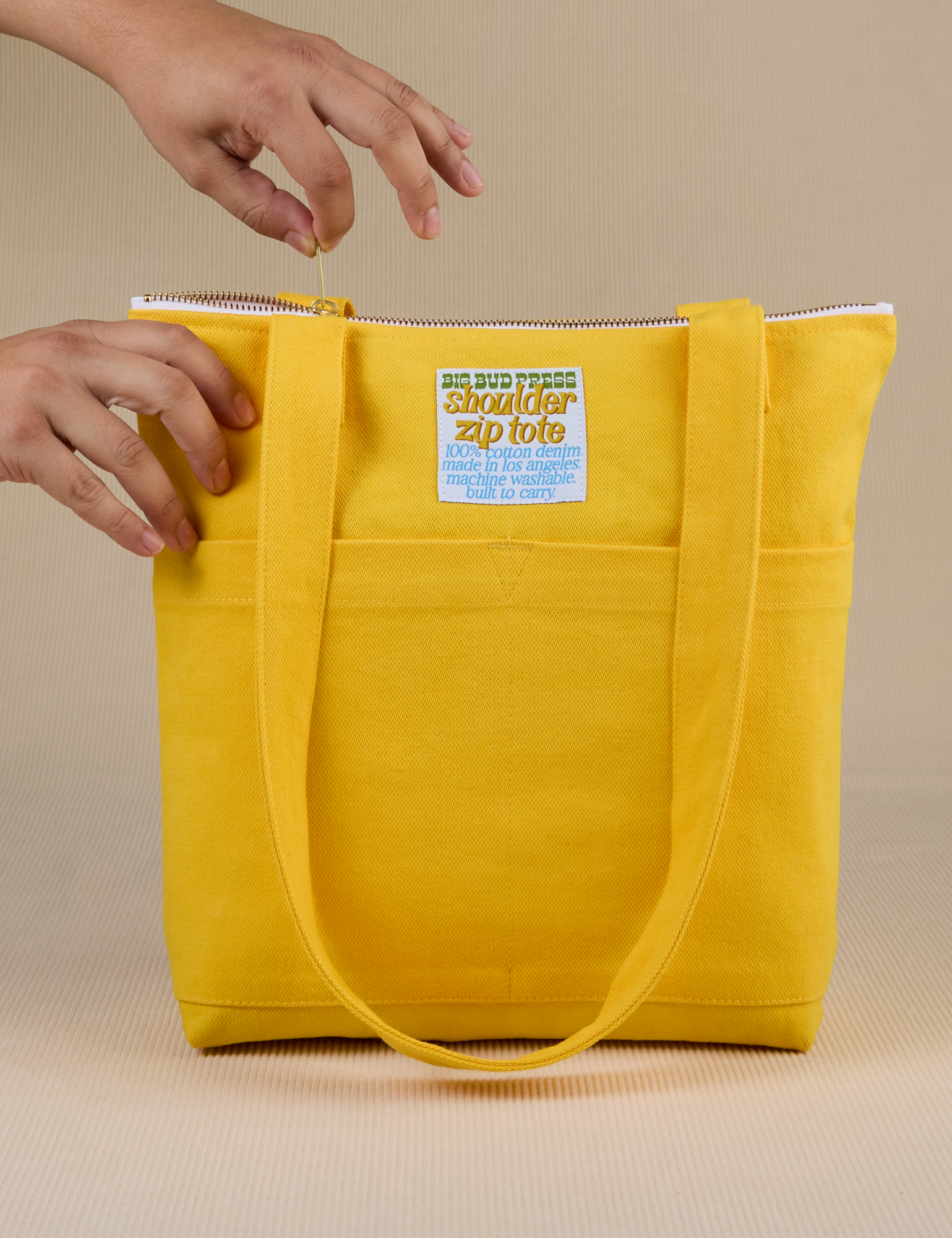 Over-Shoulder Zip Mini Tote in Sunshine Yellow