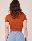 Baby Tee in Burnt Terracotta back view on Alex