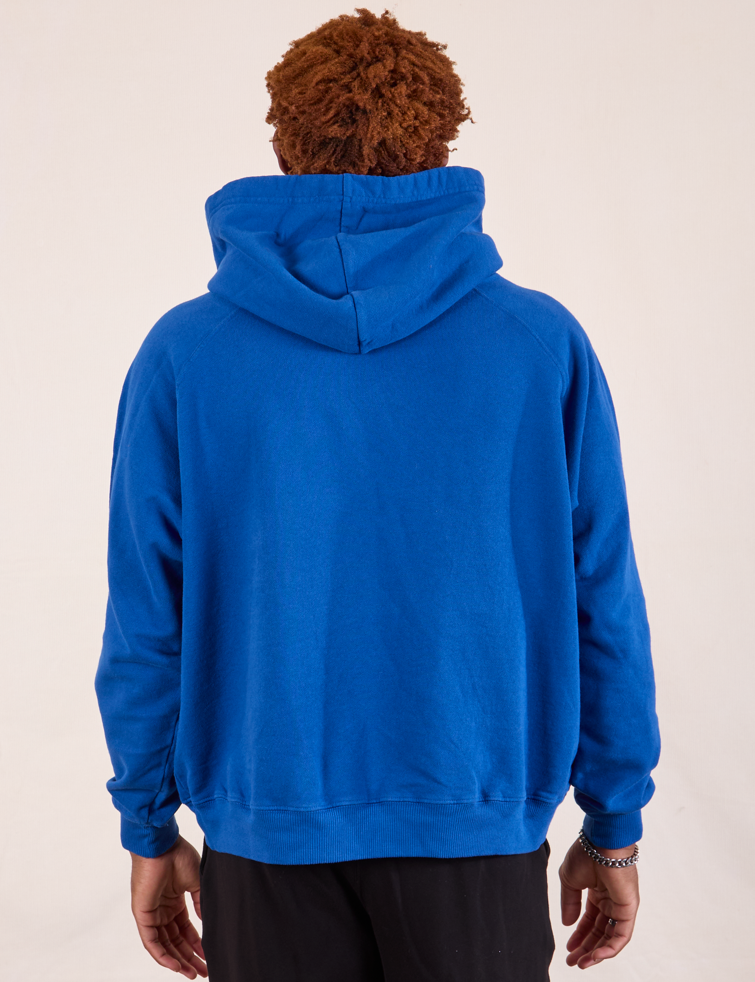 Oversized Hoodie in Royal Blue back view on Issac