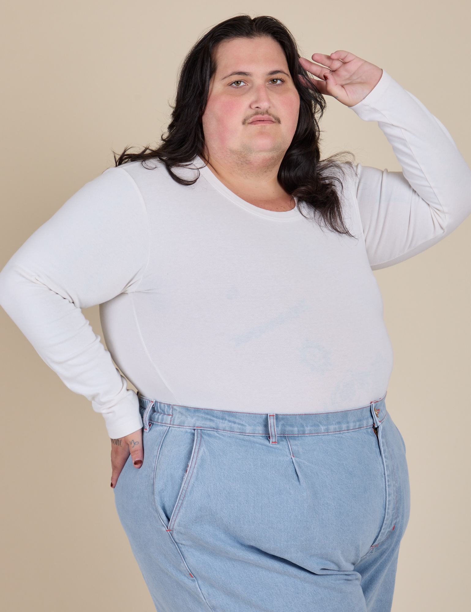 Long Sleeve Baby Tee - Vintage Tee Off-White