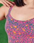Front close up of Cami in Electric Leopard on Betty