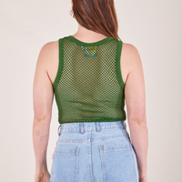 Back view of Mesh Tank Top in Lawn Green worn by Allison